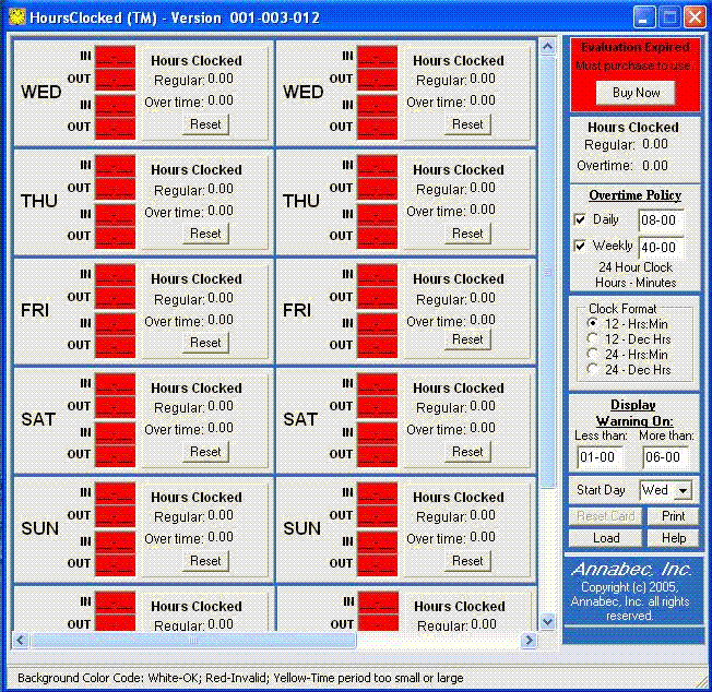 HoursClocked-Basic Screenshot